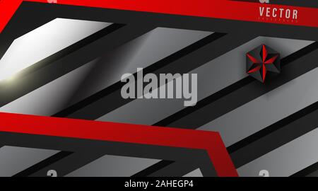 Abstract geometric vector background. shape stripe, and hexagon with color gradient ,red ,white, gray, and black . Vector Illustration For Wallpaper Stock Vector