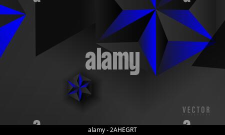 Abstract geometric vector background. hexagon shape and triangle with color gradient , blue , gray, and black . Vector Illustration For Wallpaper Stock Vector