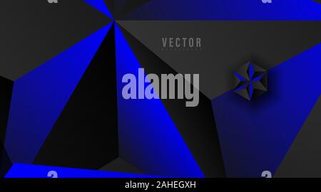 Abstract geometric vector background. hexagon shape and triangle with color gradient , blue , gray, and black . Vector Illustration For Wallpaper Stock Vector