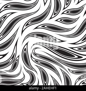 Seamless black vector pattern of cut smooth stripes or brush strokes. Flowing abstract texture for prints, textile. Stock Vector
