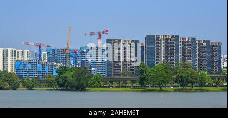 Singapore - Feb 9, 2018. Modern buildings in Singapore. Singapore is a global financial center with a tropical climate and multicultural population. Stock Photo