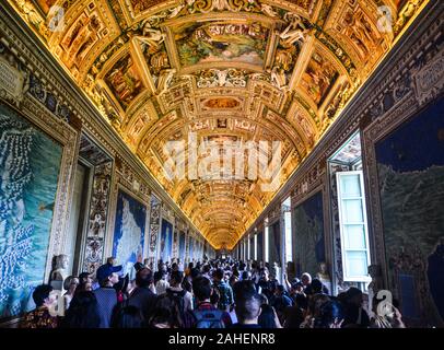 Rome, Italy - Oct 16, 2018. People visit Vatican Museums. The Museums had more 6 million visitors in 2017, making them the 4th-most-visited art museum Stock Photo