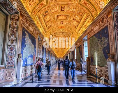 Rome, Italy - Oct 16, 2018. People visit Vatican Museums. The Museums had more 6 million visitors in 2017, making them the 4th-most-visited art museum Stock Photo