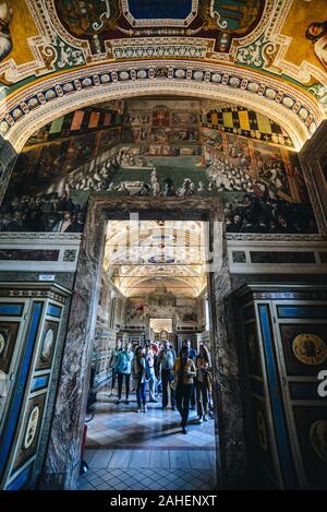 Rome, Italy - Oct 16, 2018. People visit Vatican Museums. The Museums had more 6 million visitors in 2017, making them the 4th-most-visited art museum Stock Photo