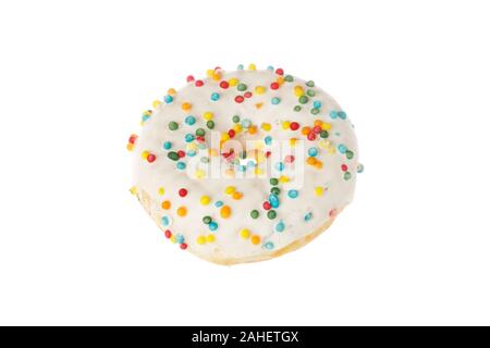 Colorful glazed donut isolated on white background. Stock Photo