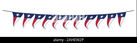 The flag of the USA state of TEXAS as a line of fluttering bunting Stock Vector