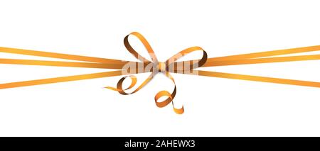 EPS 10 vector illustration of orange colored ribbon bow isolated on white background Stock Vector