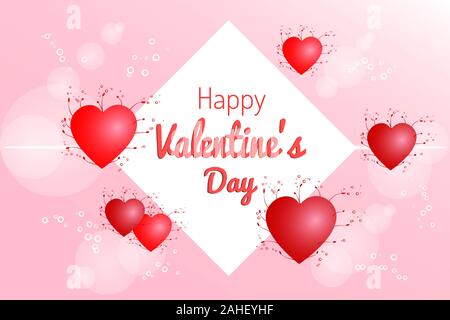 Valentine's day concept. Vector illustration. Red hearts on frame. Cute love sale banner or greeting card Stock Vector