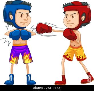 Athletes doing boxing on white background illustration Stock Vector