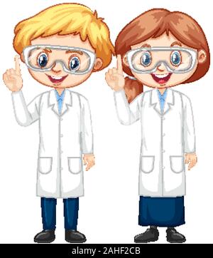 Boy and girl wearing science gown illustration Stock Vector