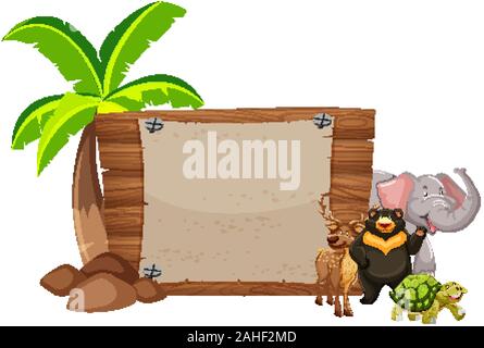 Wild animals and wooden sign illustration Stock Vector Image & Art - Alamy