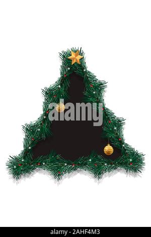 Christmas tree concept. Creative winter layout made with evergreen tree branches. Stock Photo