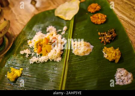 meals served on banana leaf, traditional south indian cuisine Stock ...