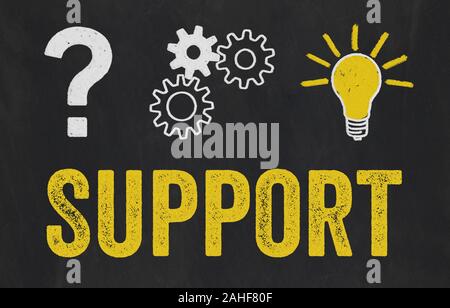 Question Mark, Gears, Light Bulb Concept - Support Stock Photo