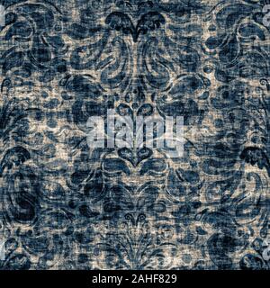 Grungy old baroque damask repeat pattern swatch Stock Photo