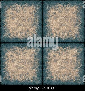 Grungy old baroque tile damask repeat pattern Stock Photo