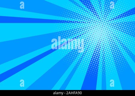 Comic blue sunbeam background retro pop art style cartoon Stock Vector