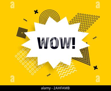 Wow speech bubble banner pop art memphis style Stock Vector