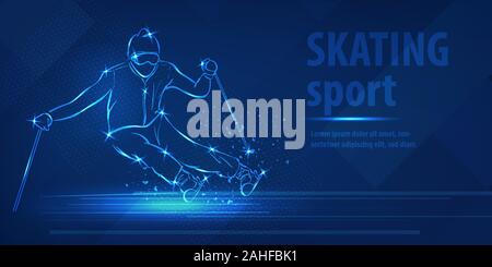Skiing speed race skating sport Ice skiing race Stock Vector