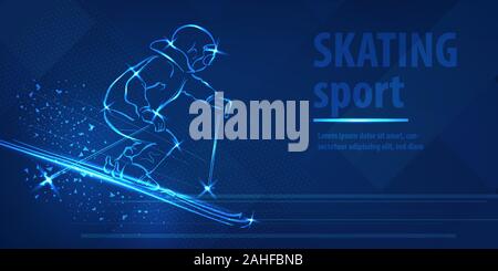 Skiing speed race skating sport Ice skiing race Stock Vector