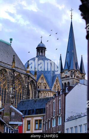 Roof of Aachen Cathedral (German: Aachener Dom), a Roman Catholic church in Aachen, Germany, one of the oldest cathedrals in Europe. Stock Photo