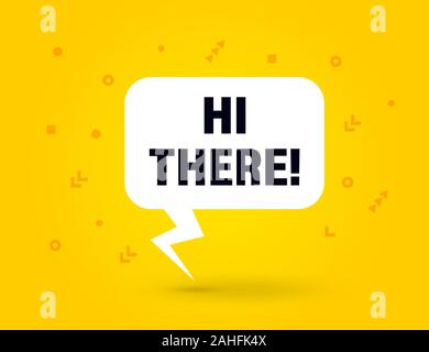 Hi there speech bubble banner pop art memphis style Stock Vector