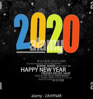 colored background concept for New Year 2020 greetings with falling snow Stock Vector