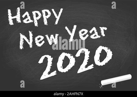 black board with chalk and text for New Year 2020 greetings Stock Vector