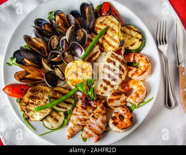 Grilled seafood dish Stock Photo