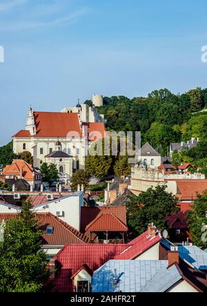Townscape with John the Baptist Church, elevated view, Kazimierz Dolny, Lublin Voivodeship, Poland Stock Photo