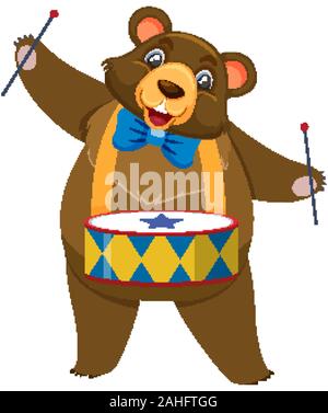 Single character of circus bear on white background illustration Stock Vector