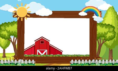 Border template with red barn on the farm illustration Stock Vector ...