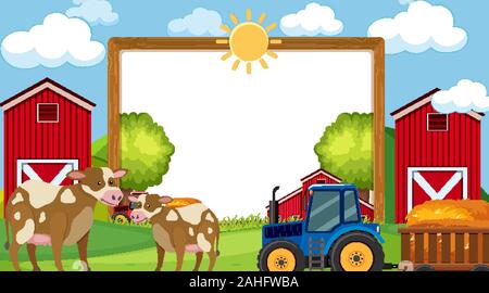 Border template with farm animals in background illustration Stock ...