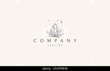 Vector logo on which an abstract image of a nest with birds. Stock Vector