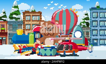 Scene with many cute toys on the floor illustration Stock Vector Image ...