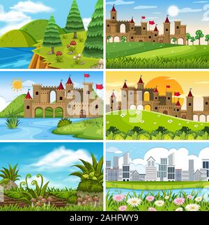 A set of outdoor scene including plant illustration Stock Vector Image ...