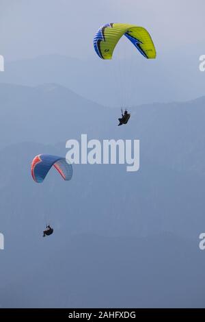Para-glider at Monte Baldo in northern Italy Stock Photo