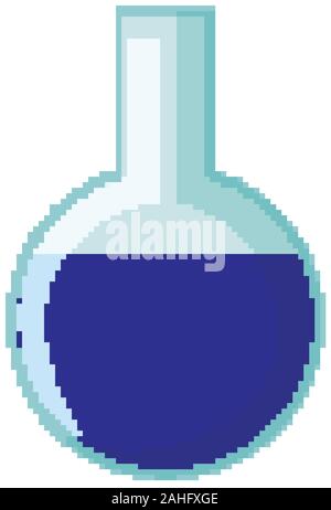 Flask with blue chemical inside illustration Stock Vector