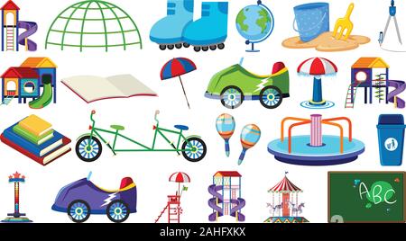 Set of different toys  illustration Stock Vector