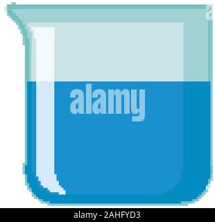 Beaker with blue chemical inside illustration Stock Vector