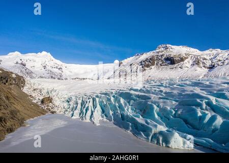 Aerial view of the Sv nafellsj kull glacier in sunny weather. The beginning of spring in Iceland Stock Photo