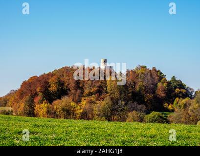 Pilcza Castle Hill in Smolen, Trail of the Eagles' Nests, Krakow-Czestochowa Upland or Polish Jurassic Highland, Silesian Voivodeship, Poland Stock Photo