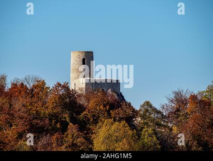 Pilcza Castle Hill in Smolen, Trail of the Eagles' Nests, Krakow-Czestochowa Upland or Polish Jurassic Highland, Silesian Voivodeship, Poland Stock Photo