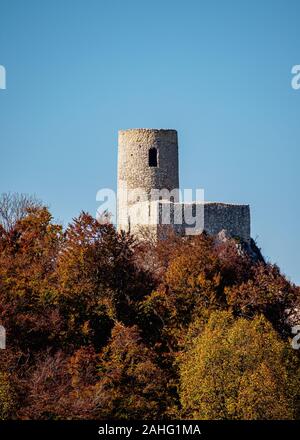 Pilcza Castle Hill in Smolen, Trail of the Eagles' Nests, Krakow-Czestochowa Upland or Polish Jurassic Highland, Silesian Voivodeship, Poland Stock Photo