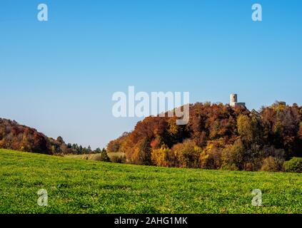 Pilcza Castle Hill in Smolen, Trail of the Eagles' Nests, Krakow-Czestochowa Upland or Polish Jurassic Highland, Silesian Voivodeship, Poland Stock Photo