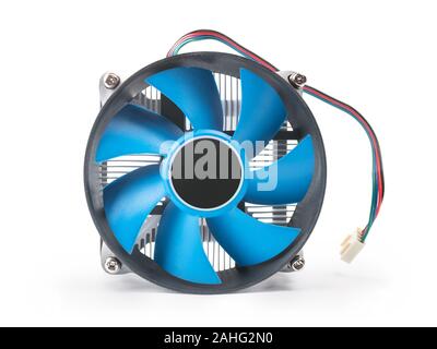 CPU fan close up. Isolated on white background Stock Photo