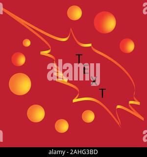 Frame of Golden Tape and Golden Balls on Red Stock Vector