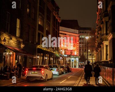 Looking toward St Martins Theatre showing The Mousetrap, London. Stock Photo