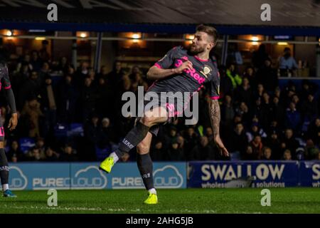 Birmingham, UK. 29th Dec, 2019. Birmingham, UK. 29th Dec, 2019. Stuart Dallas of Leeds United scores his sides 4th goal against Birmingham City. EFL Skybet championship match, Birmingham city v Leeds United at St. Andrews in Birmingham on Sunday 29th December 2019. this image may only be used for Editorial purposes. Editorial use only, license required for commercial use. No use in betting, games or a single club/league/player publications. pic by Lewis Mitchell//Andrew Orchard sports photography/Alamy Live news Credit: Andrew Orchard sports photography/Alamy Live News Stock Photo