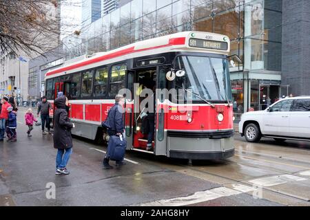 Toronto, Ontario, Canada. December 29th, 2019. After four decades of service to Toronto commuters, the Toronto Transit Commission's Canadian Light Rail Vehicle (CLRV) streetcars make their last runs through the core of the city. Today marks the final day of service of the venerable icon, which was first introduced in 1979. To mark the occasion, the last streetcars are running as free service along Queen Street to commemorate the final day of service. Credit: jf pelletier/Alamy Live News Stock Photo